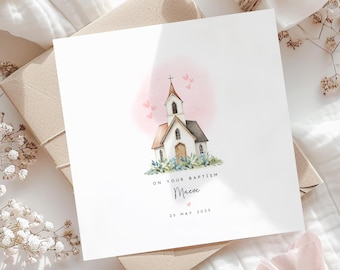 Personalised Baptism or Christening Card for Girls | Keepsake Card for Daughter, Goddaughter, Niece, Sister or Granddaughter