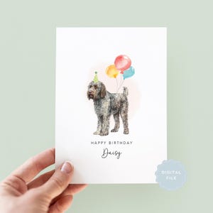 Carte d'anniversaire imprimable pour chien barbet | Du chien | Carte numérique personnalisée pour les parents de chiens | Carte d'anniversaire amusante sur le thème des animaux de compagnie