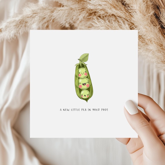 New Little Pea in Your Pod Card | Cute Peas in a Pod Baby Card | New Baby Congratulations | Baby Shower Card