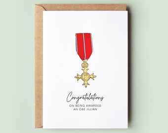 Congratulations on Being Awarded an OBE Personalised Greeting Card, OBE Card, OBE Card, Damehood, Knighthood Honours List Card - #415