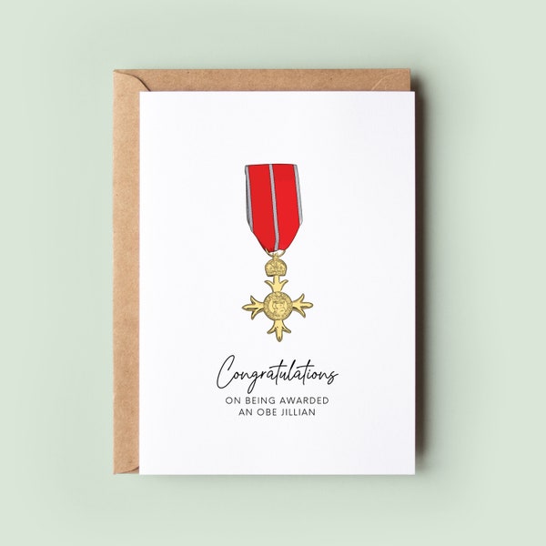 Congratulations on Being Awarded an OBE Personalised Greeting Card, OBE Card, OBE Card, Damehood, Knighthood Honours List Card - #415