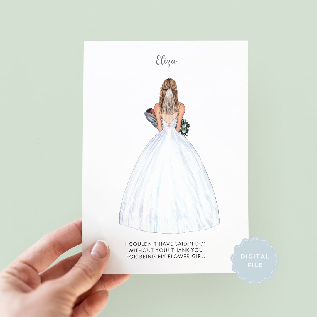 Printable Personalised Baby Flower Girl Thank You Card, Bridesmaid ...