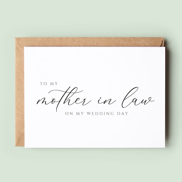 Wedding Card to Your Mother in Law, Mother in Law Card, On My Wedding Day, Mother of the Bride Wedding Card, Mother's Day