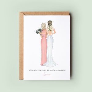 Personalised Junior Bridesmaid Thank You Card, Customisable Junior Bridesmaid Card, Wedding Thank You Card, Junior Bridesmaid Card
