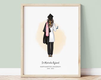 Female Doctor Graduation Print | Personalised Vet or Medical Grad Gift | Custom Dr Keepsake with Name & Year | Congrats Gift for Her