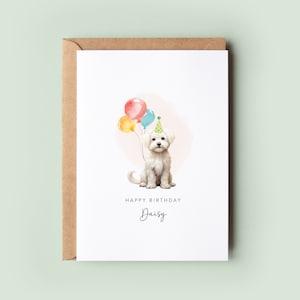 Maltese hond verjaardagskaart van de hond, verjaardagskaart voor hond vader, verjaardagskaart voor hond moeder, huisdier kaart, van de hond