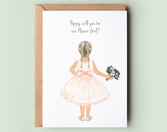 Will You Be My Flower Girl Personalised Greetings Card, Will You Be My Junior Bridesmaid, Personalised Flower Girl Card, Be My Bridesmaid