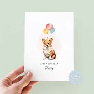 Tarjeta de cumpleaños imprimible de perro Corgi, tarjeta de cumpleaños para papá perro, tarjeta de cumpleaños para mamá perro, tarjeta para mascota, de parte del perro