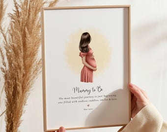 Personalised Pregnant Woman Print | Mum To Be Portrait | Pregnancy Keepsake Gift