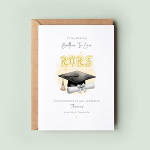 Personalised Brother In Law Graduation Card | University Graduation Keepsake for Him | Custom Congrats Card with Name & Year