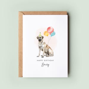 Tarjeta de cumpleaños personalizada de pastor de Anatolia / Regalo único para amantes de los perros / Tarjeta de cumpleaños de un perro mascota / Tarjeta ecológica de 5 x 7