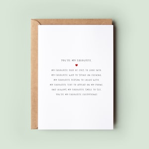 Tarjeta de aniversario "Eres mi favorita", tarjeta de "Te amo", tarjeta de esposo, tarjeta de novio, tarjeta de San Valentín, tarjeta de amistad, pensando en ti