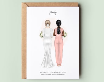 Personalised Will You Be My Bridesmaid Proposal Card - Custom Bridesmaid Invitation, Illustrated Bridesmaid Gift, Unique Proposal Box Idea
