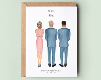 Personalised To Our Son On Your Wedding Day Card, Wedding Day Card from Parents, Wedding Keepsake, Mother and Son Card, Father and Son Card