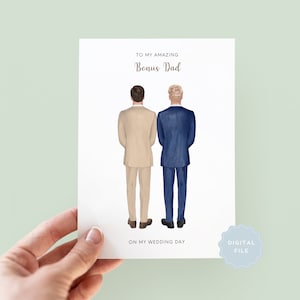 Printable Personalised Bonus Dad Wedding Card, Step Dad Wedding Card, To My Bonus Dad On My Wedding Day, Wedding Thank You Card, Download