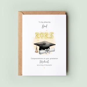 Personalised Dad Graduation Card | University Graduation Keepsake for Him | Custom Congrats Card with Name & Year