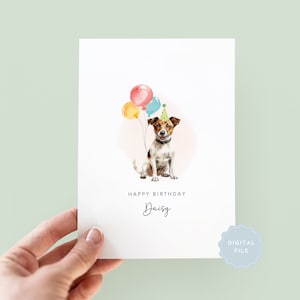 Tarjeta de cumpleaños imprimible de Jack Russell Dog, tarjeta de cumpleaños para papá perro, tarjeta de cumpleaños para mamá perro, tarjeta para mascota, de parte del perro