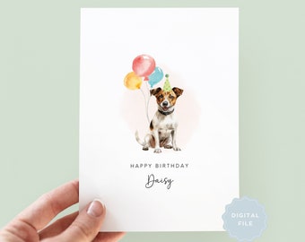 Tarjeta de cumpleaños imprimible de Jack Russell Terrier, tarjeta de cumpleaños para papá, tarjeta de cumpleaños para mamá, tarjeta para mascota.