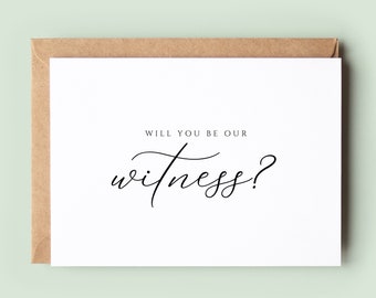 Classic Will You Be Our Witness, Will You Be Our Witness Wedding Card, Card To Witness, Will You Marry Us, Wedding Party Card #096