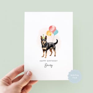 Afdrukbare Australische Kelpie Dog-verjaardagskaart | Van de hond | Kaart met huisdierthema voor hondenmama of hondenpapa