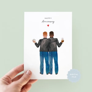 Printable Personalised Anniversary Valentine's Card, Personalised Couples Card, LGBTQI, Husband Valentine's Card, Gay Valentine's