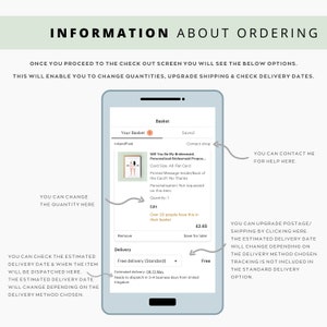 May include: A screenshot of a mobile phone screen showing a shopping cart with a personalized bridesmaid proposal card. The screen shows options for changing the quantity, upgrading shipping, and checking delivery dates. The text "Will You Be My Bridesmaid. Personalized Bridesmaid Proposal..." is visible on the screen.