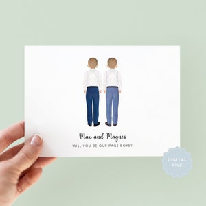 Printable Personalised Twins Will You Be Our Page Boys Card, Brothers Page Boy Proposal Card, Personalised Page Boy, Will You Be My Page Boy