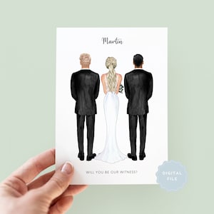 Printable Personalised Will You Be Our Witness Wedding Card, Wedding Request Card, Personalised Wedding Witness Card, Witness Wedding Card