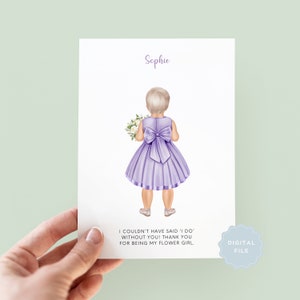 Printable Personalised Wedding Baby Flower Girl Card, Baby Flower Girl Thank You Card, Toddler Card, Thank You For Being My Flower Girl