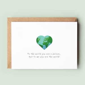 Carte d'anniversaire Tu es le monde pour moi, carte Je t'aime, carte de mari, petit ami, carte de Saint-Valentin, carte d'amitié, je pense à vous #381