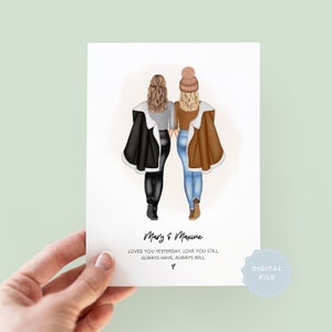 Printable Personalised Lesbian Anniversary Card, Birthday Card, Personalised LGBTQ Card, Lesbian Card, Same Sex Couple, Gay Pride Card