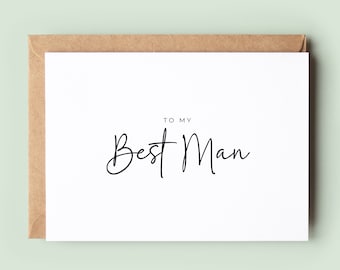 To My Best Man Thank You Card, Wedding Best Man Card, Card For Best Man, Wedding Greeting Card, Wedding Party Thank You Card