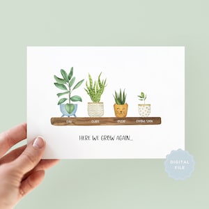 Printable Digital Card, Here We Grow Again Pregnancy Announcement Card, Baby Announcement Card, Pregnancy Reveal Card #372