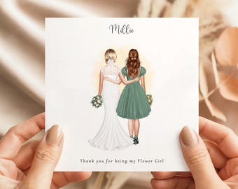 Adult Personalised Flower Girl Thank You Card | Wedding Bridal Party Keepsake