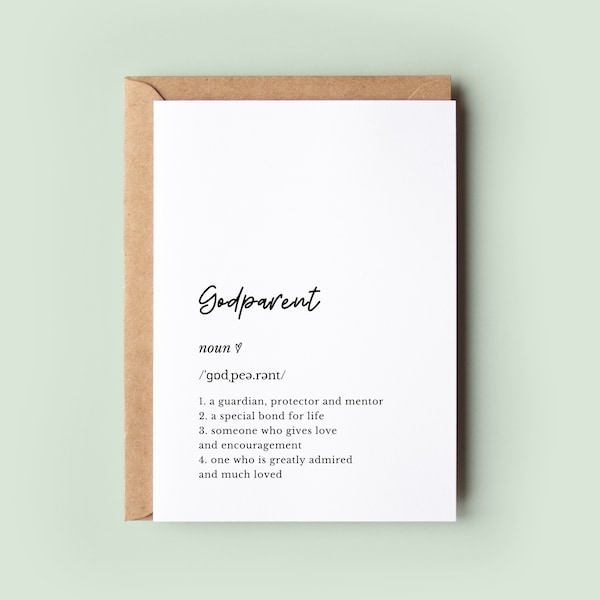 Godparent Definition Card, Will You Be My Godparent Card, Godparent Proposal Card, Godparent Card, Christening Card, Godmother, Godfather