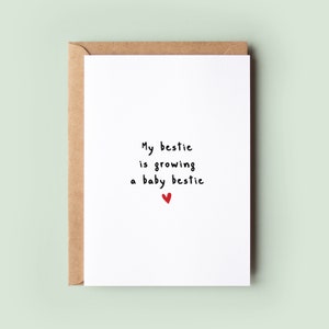 My Bestie Is Growing A Baby Bestie New Baby Card, Bestie New Baby Card, kaart voor Bestie, Bestie zwangerschap onthullen