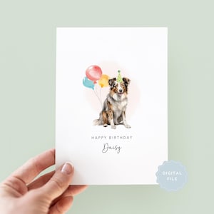 Printable Australian Shepherd Birthday Card | From the Dog | Pet-Themed Card for Dog Mum or Dog Dad