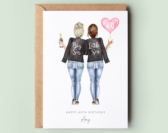 Personalised 40th Birthday Card, Sister Birthday Day Card, Best Friend Birthday Card, Friend Birthday, Custom Birthday Card