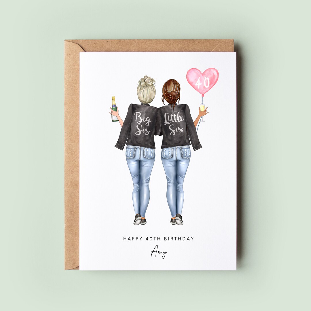 Personalised 40th Birthday Card Sister Birthday Day Card - Etsy UK