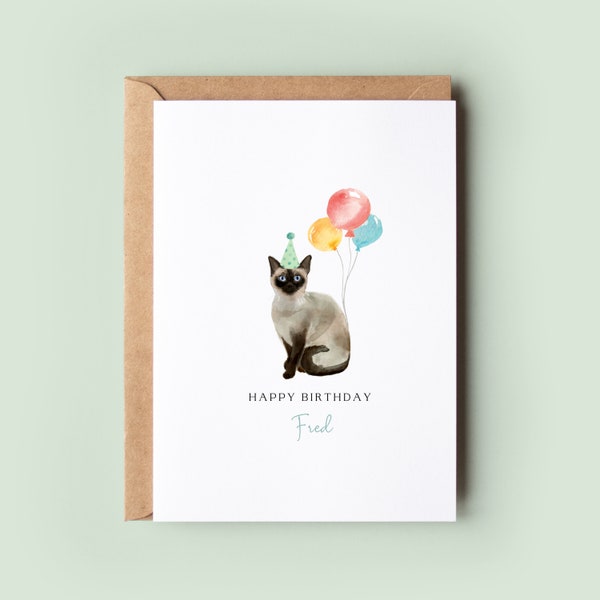 Siamese Cat, Birthday Card from the Cat, Birthday Card for Cat Dad, Birthday Card for Cat Mum, Pet Card, From the Cat