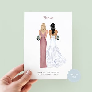 Printable Thank You For Asking Me To Be Your Bridesmaid, Best Friend Wedding Card, Personalised Bridesmaid Card, Bride On Your Wedding Day