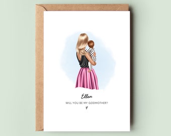 Personalised Will You Be My Godmother Card | Godmother Proposal Card | Custom Christening Card | Godmother Gift Keepsake