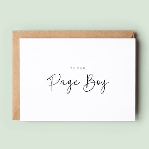 An unsere Page Boy Dankeskarte, Hochzeit Page Boy Karte, Karte für Page Boy, Hochzeitsgrußkarte, Hochzeitsparty Dankeskarte