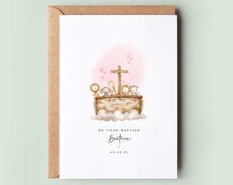 Carte personnalisée de baptême ou de baptême | Carte souvenir de baptême ou de baptême pour fille | Nièce | Filleule | Sœur | Petite-fille