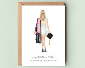 Personalised Graduation Card for Her | Custom Grad Card for Daughter, Sister or Best Friend | She Believed She Could, So She Did