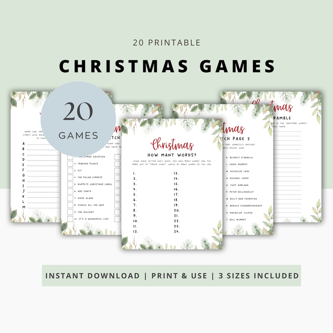 20 Printable Christmas Games Bundle, Fun-filled Christmas Trivia and ...