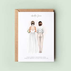 Personalised Auntie Wedding Thank You Card - Custom Aunt of the Bride Card, Illustrated Wedding Keepsake, Aunt Wedding Day Card