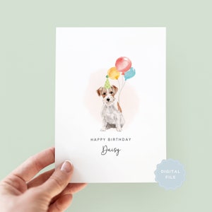 Tarjeta de cumpleaños imprimible de Jack Russell Dog, tarjeta de cumpleaños para papá perro, tarjeta de cumpleaños para mamá perro, tarjeta para mascota, de parte del perro