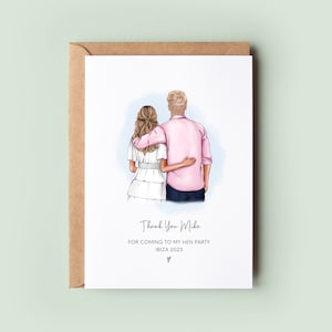 Personalised Thank You For Arranging My Hen Party Card, Bridal Shower Thank You Card, Hen Party Thank You Card, Bridesmaid Card, Bridesman