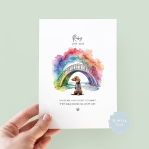 Printable Personalised Pet Loss Sympathy Card, Pet Bereavement Card, Pet Death, Pet Memorial Card, Cat Loss Card, Rainbow Bridge